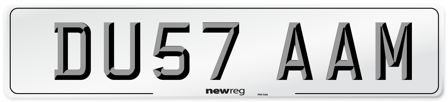 DU57 AAM Number Plate from New Reg
